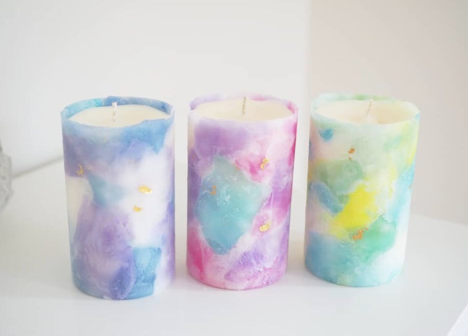 【アレンジ】1．色を付けてマーブルキャンドルに