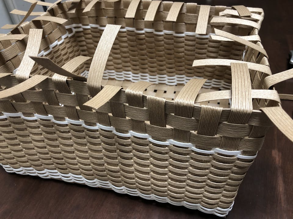 ◼︎紙バンドで編む「かご」の作り方