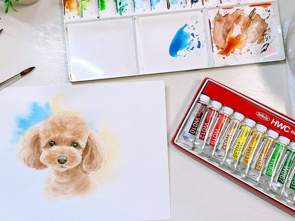 Atelier Ayaka 野田悦子「【初心者からはじめる】透明水彩で描く！トイプードル・マルチーズ講座」