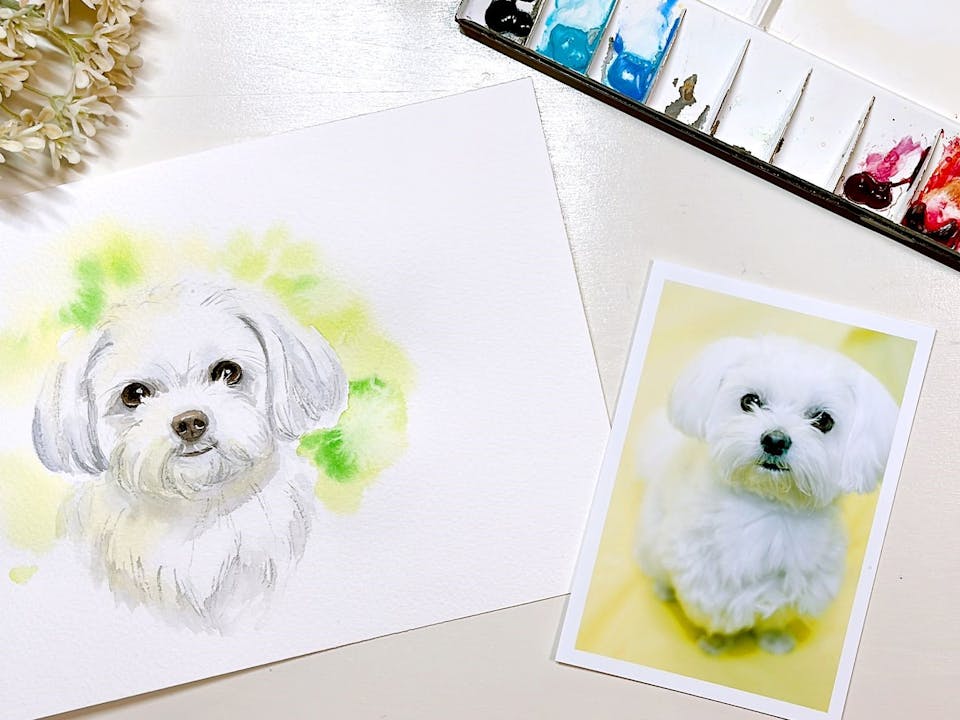 Atelier Ayaka 野田悦子「【初心者からはじめる】透明水彩で描く！トイプードル・マルチーズ講座」