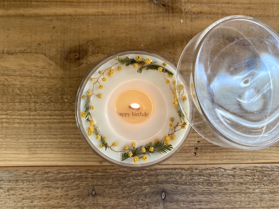 chai's candle「ミモザのシャーレメッセージキャンドルの作り方」