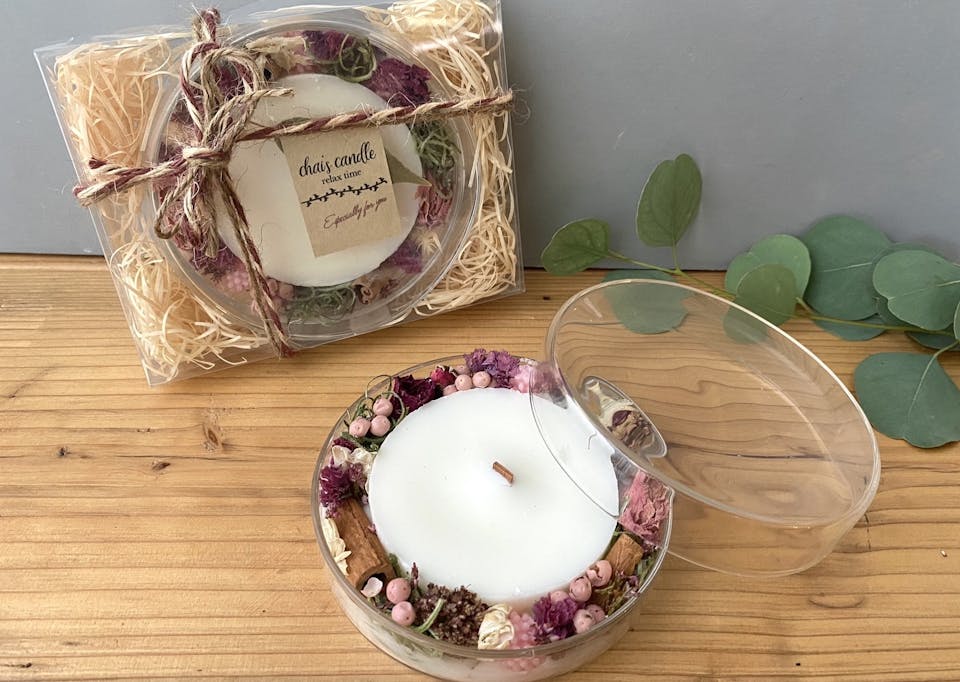 【作品例3】シャーレのボタニカルメッセージキャンドル