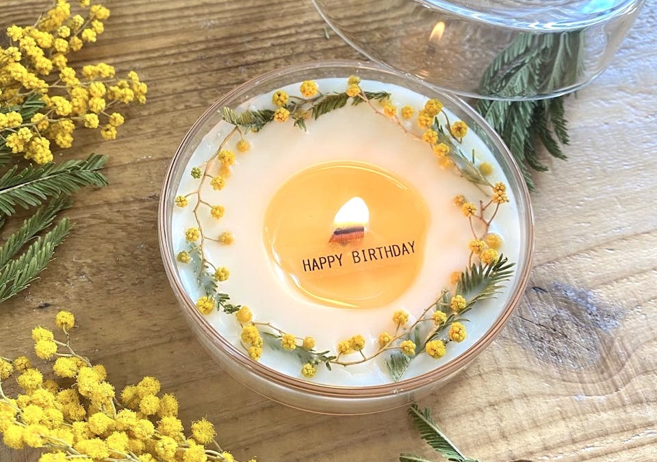 chai's candle「ミモザのシャーレメッセージキャンドルの作り方」 