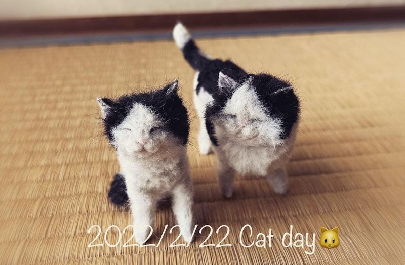 羊毛フェルト 猫 ハンドメイド はな ❦❀プロフお読み下さい❀ ◾受注制作・猫うちの子オーダー・羊毛フェルト猫（手のひらサイズ