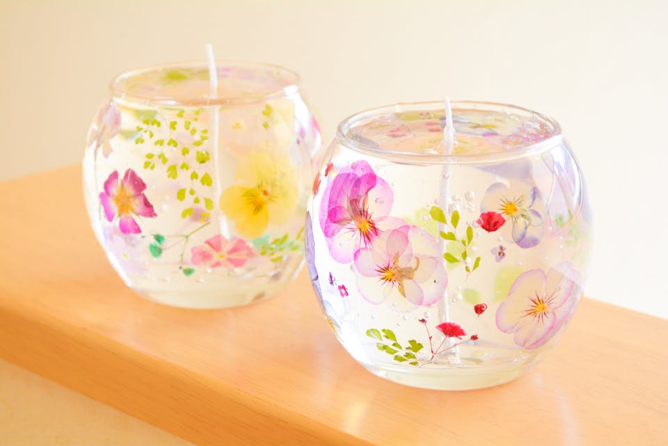 8-1．押し花ジェルキャンドルの作り方