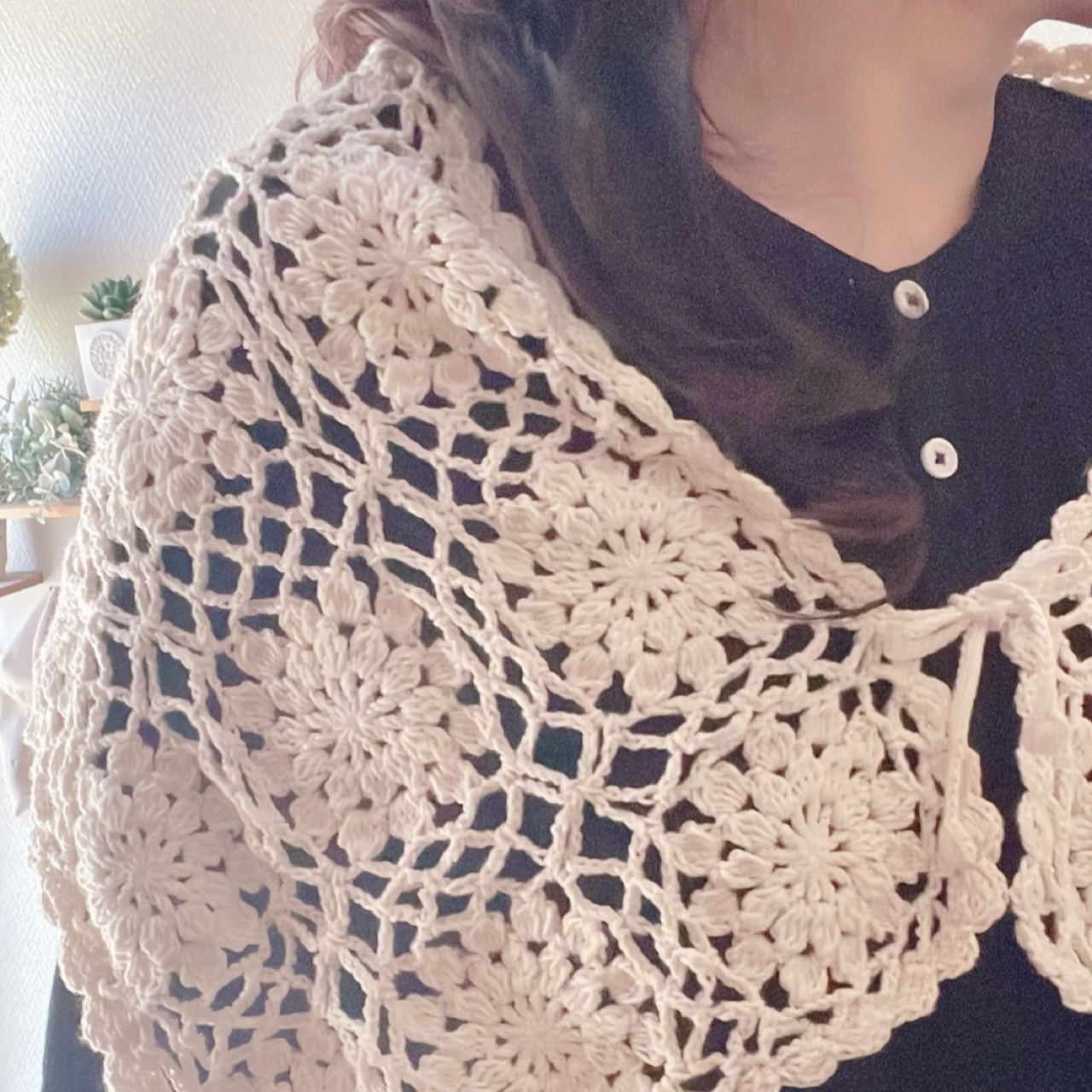 モチーフ編み　 ベットカバー　マルチカバー　1点のみ❣ 昭和レトロ花柄カラフルモチーフ編みマルチカバー - くるみの手編み