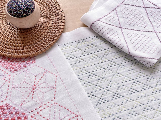 彩り溢れる3枚の刺し子ふきんに挑戦のイメージ画像