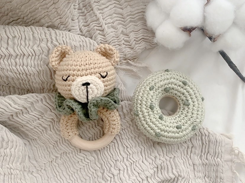 【くまさんラトルとドーナツのあみぐるみ】手編みのベビートイ講座の紹介画像2