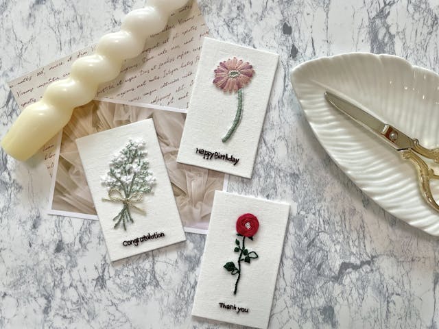 【世界に１つのプレゼント】基本の8つのステッチでつくる、刺繍カード講座