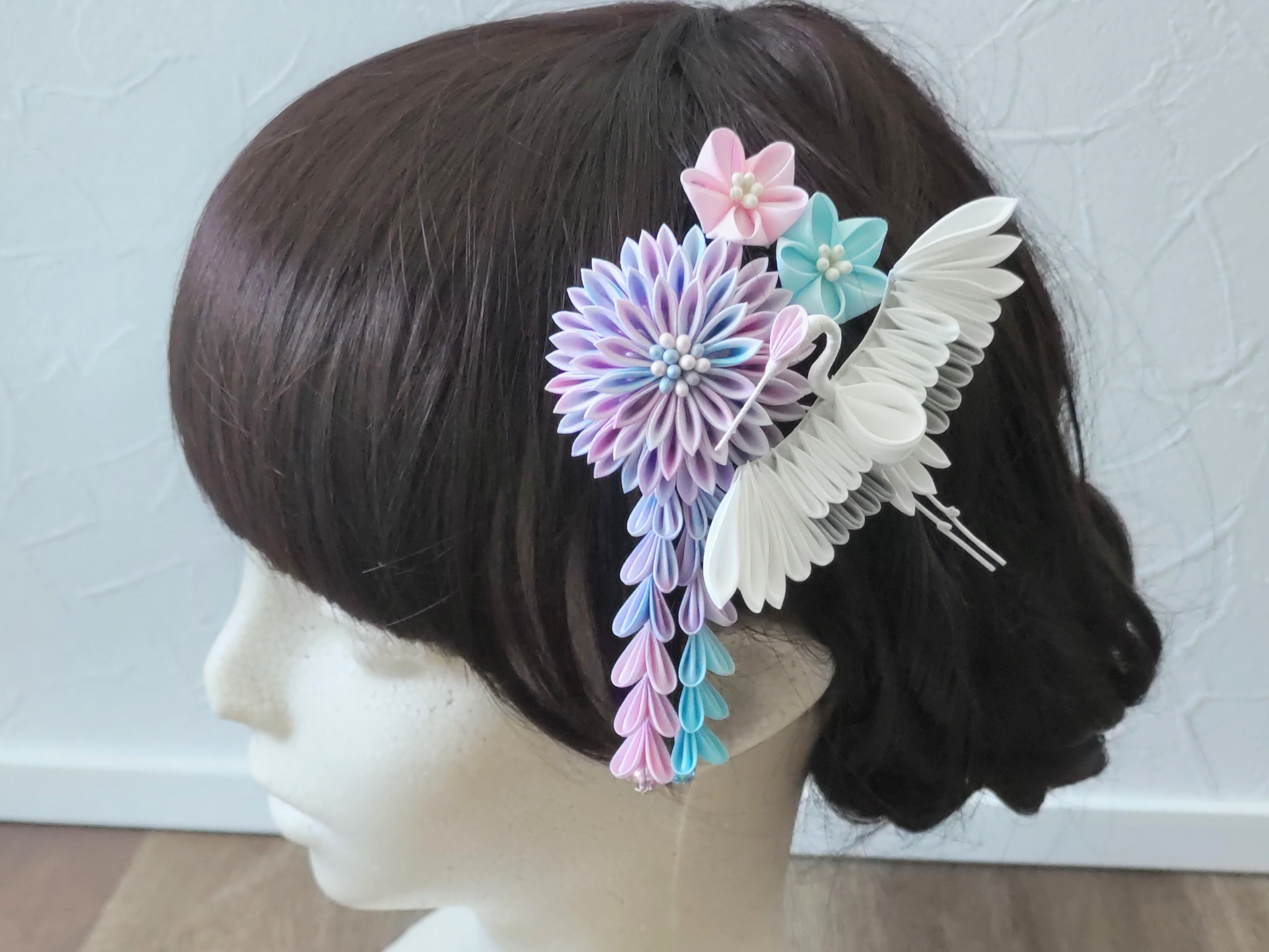 初めてのボンドつまみ細工講座 (鶴とお花のかんざし)の紹介画像2