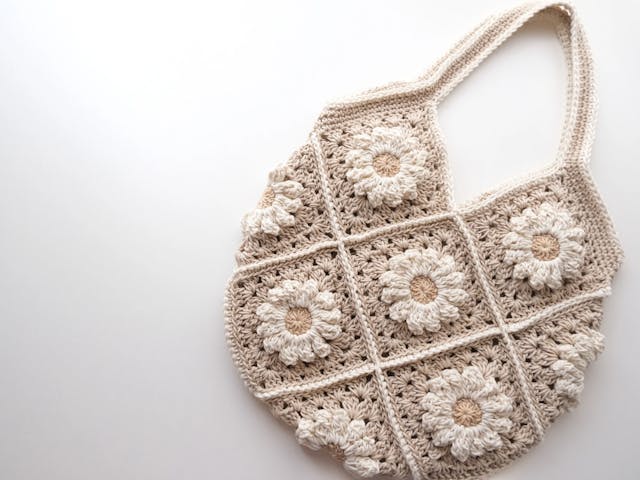 かぎ針の基本から学べる ぷっくりお花のモチーフバッグ講座 