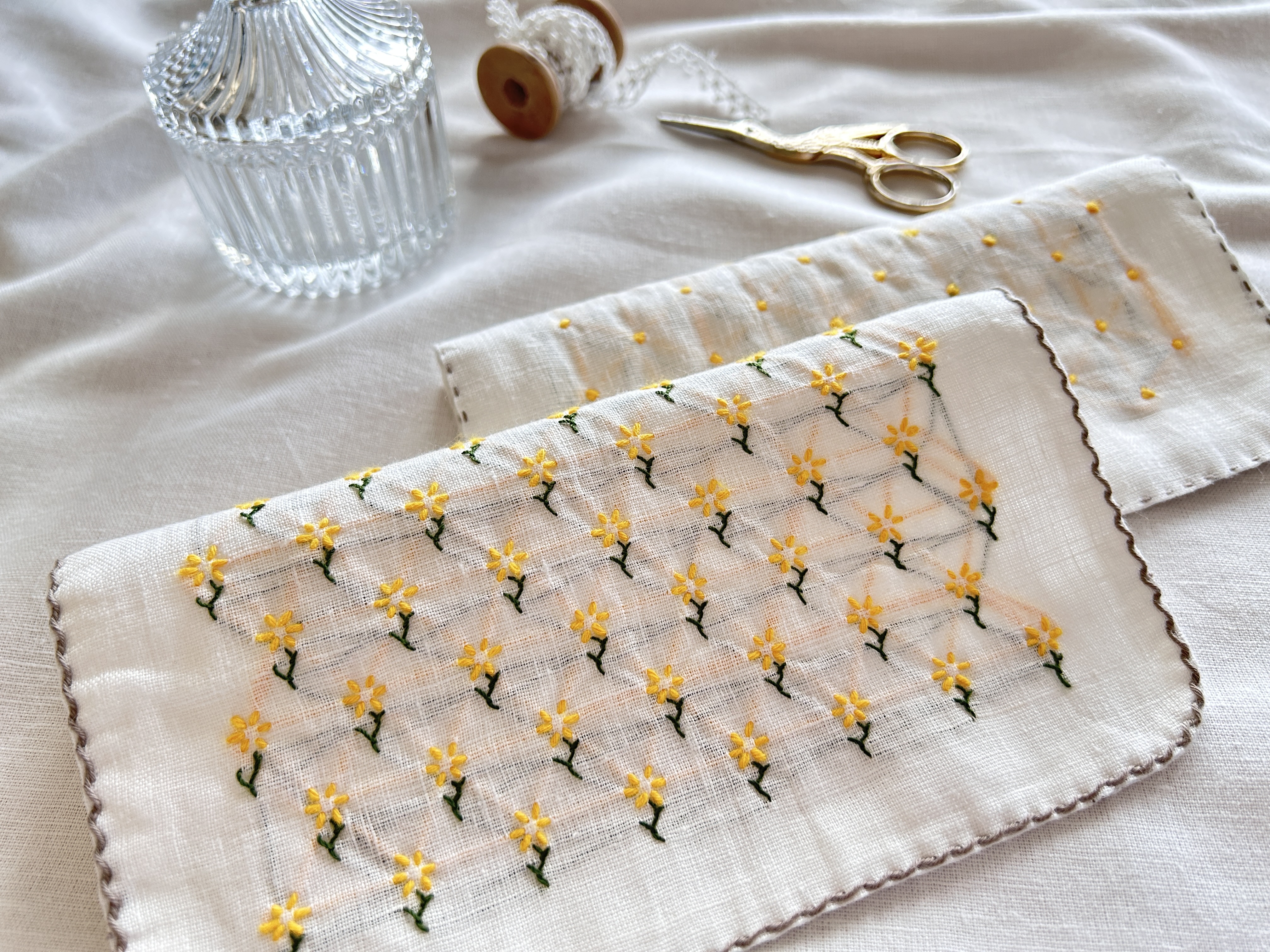 刺し子で作る リネンハンカチ講座 vol.2（小花刺し）