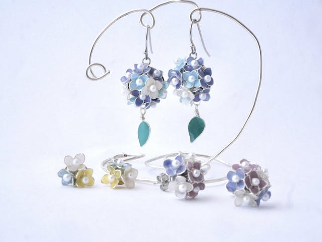 紫陽花のディップアートアクセサリー講座