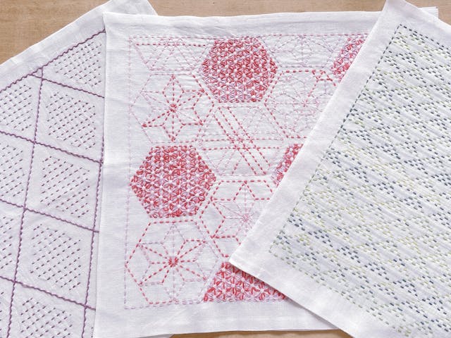 手染め糸と模様を愉しむ、刺し子ふきん講座