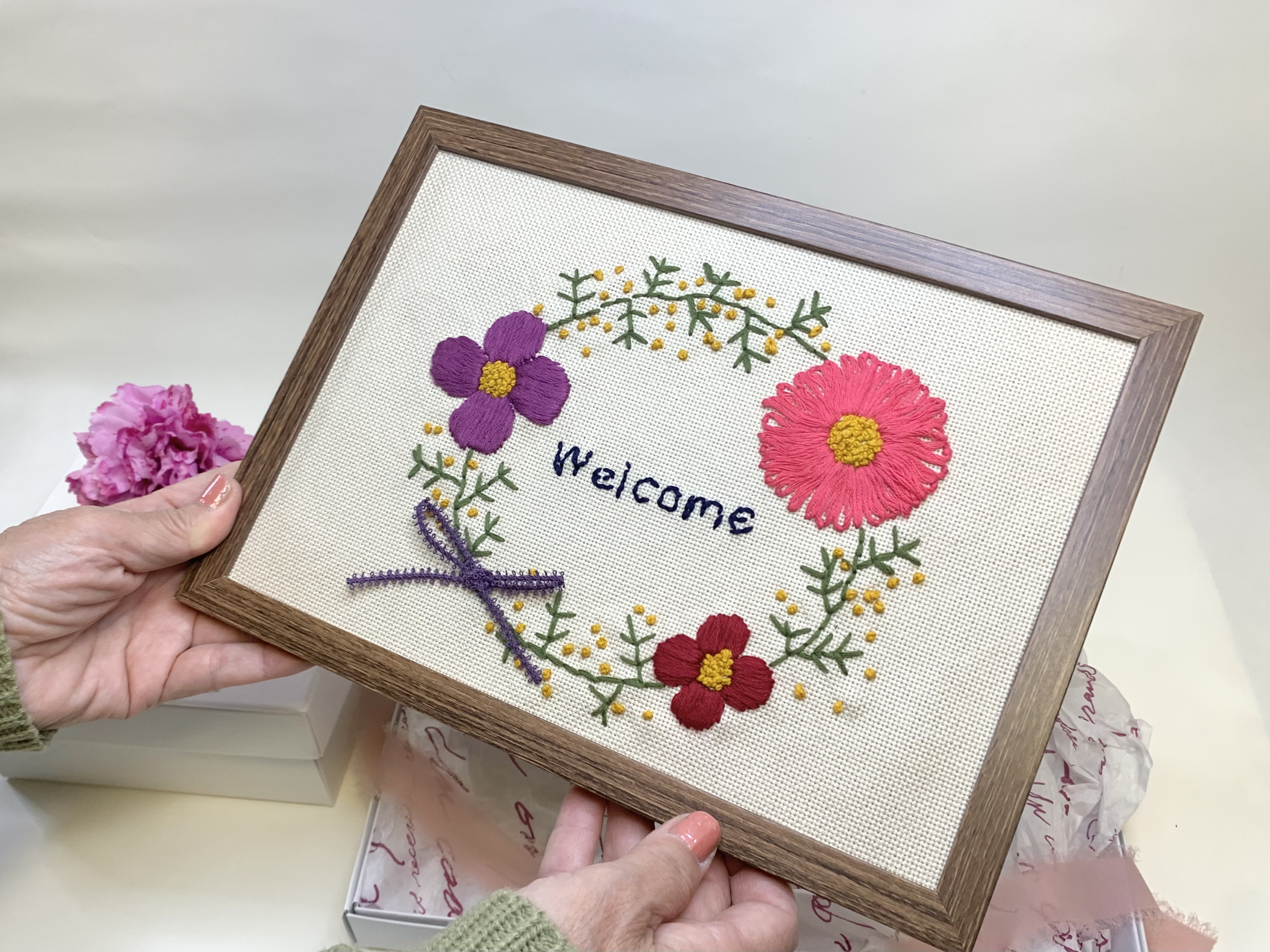 はじめてでも作れる　野花リースのアニバーサリーボード刺繍講座の紹介画像5