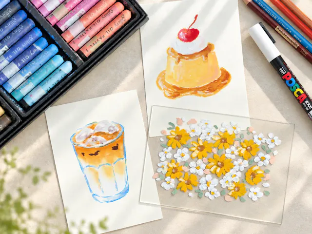はじめてのオイルパステル講座｜スイーツ・ドリンク・花を描こう