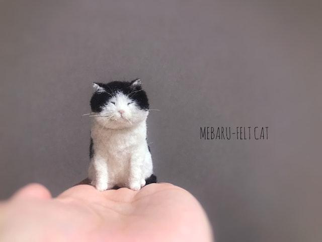 羊毛フェルト 猫 コースレッスン】MEBARUが教える！はじめての羊毛フェルト講座 -白黒猫