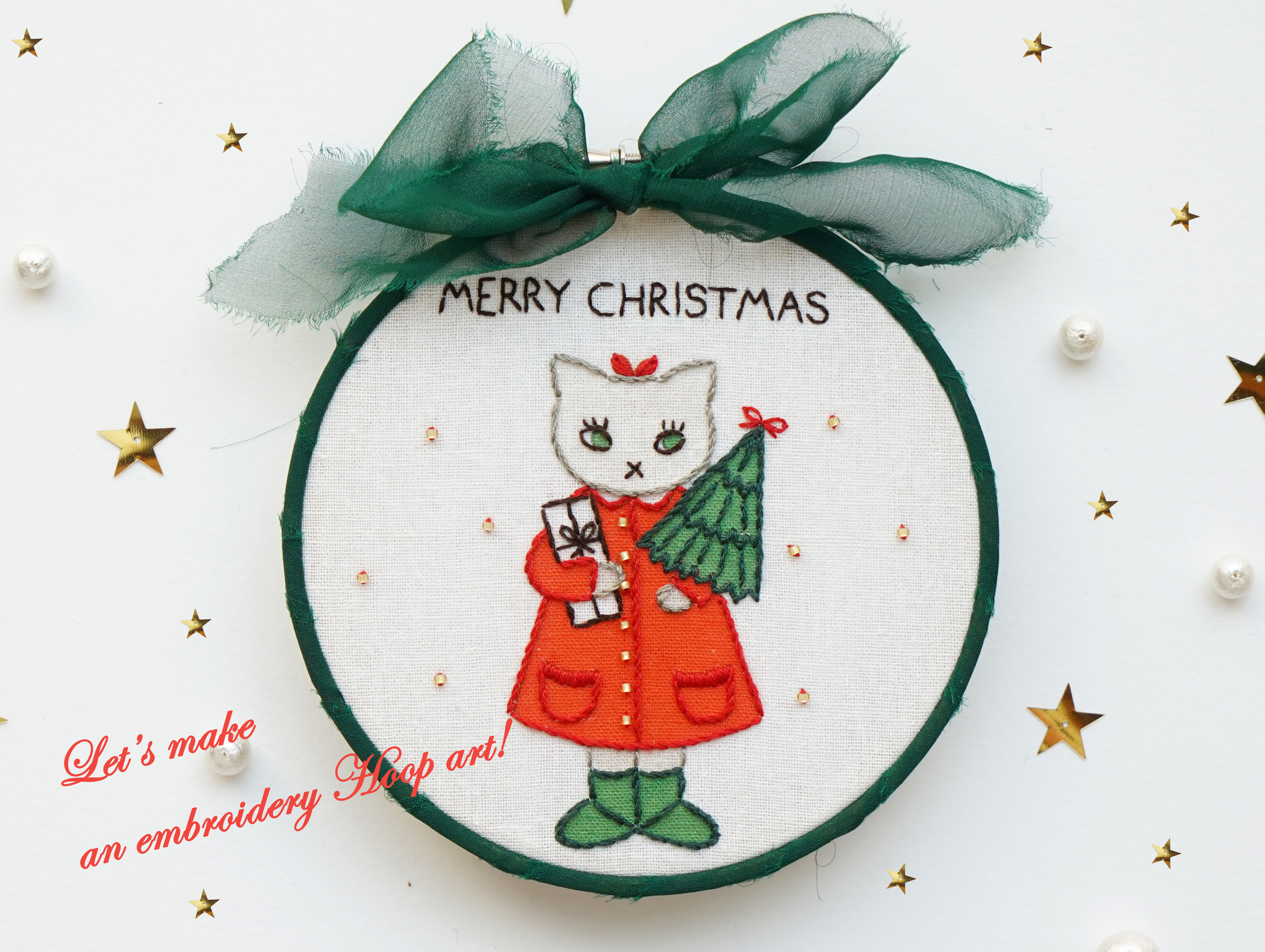 「お絵描き」刺繍で作るフープアート講座(クリスマス)