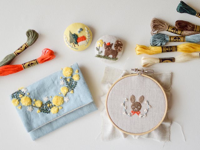 【FABBRICA刺繍講座】基本のステッチとふわふわステッチで作るリネン小物レッスン