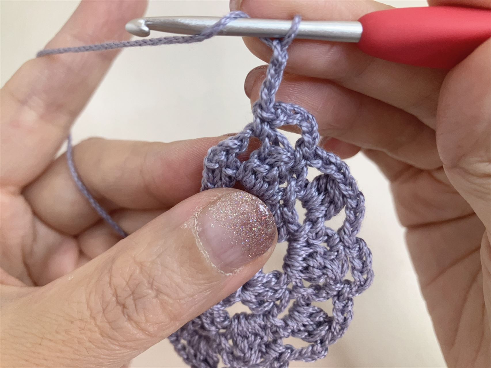 玉編みのミニポーチ〜蓋の作り方〜の画像