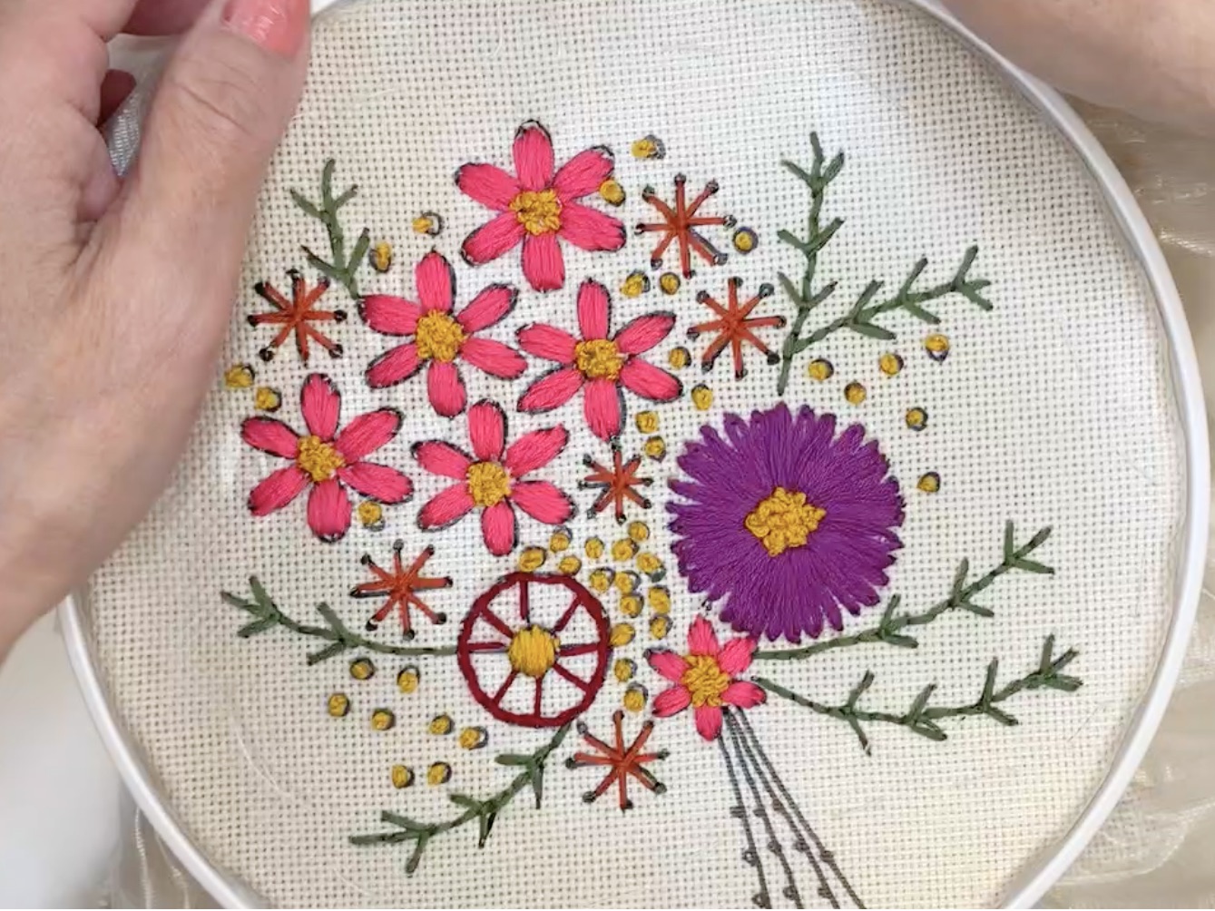花の刺繍の画像