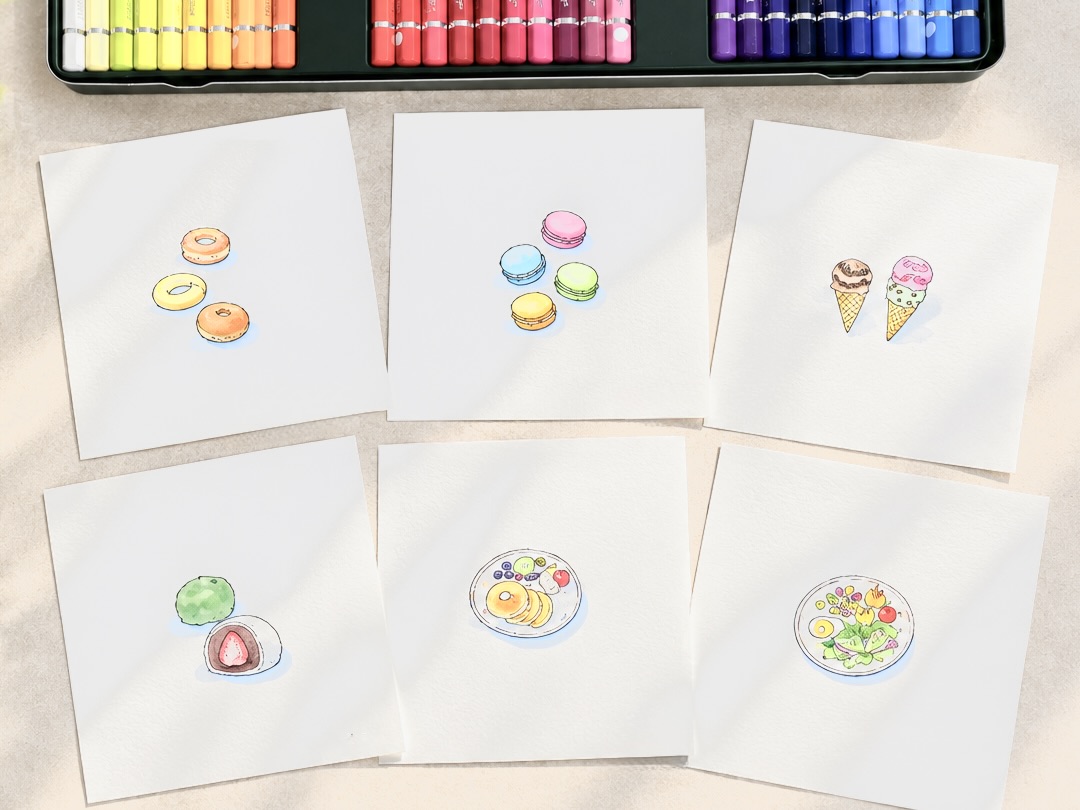 丸から描く食べものイラストの画像