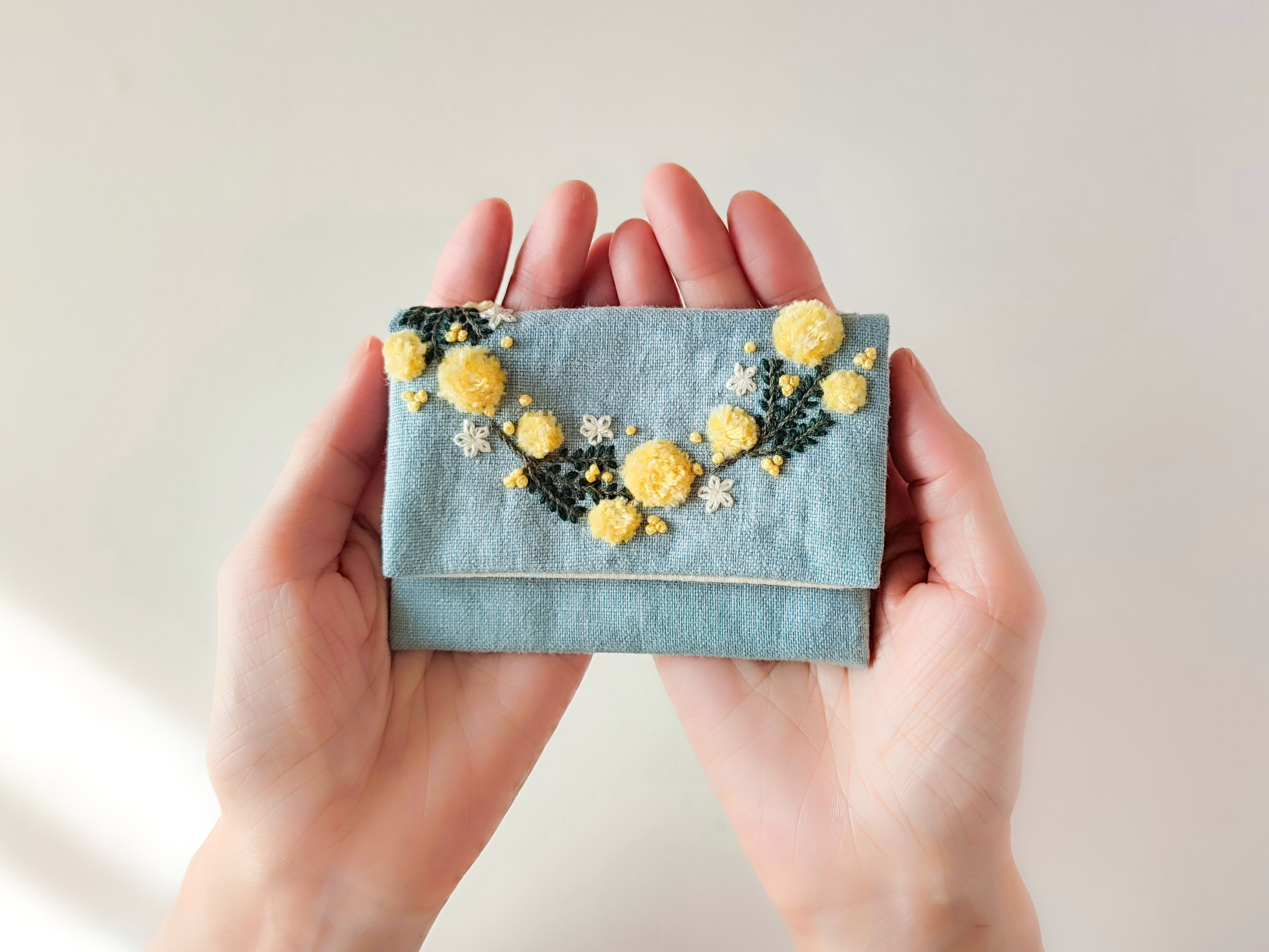 ミモザの小物入れ③裁断、縫製、受講者さまへのメッセージの画像