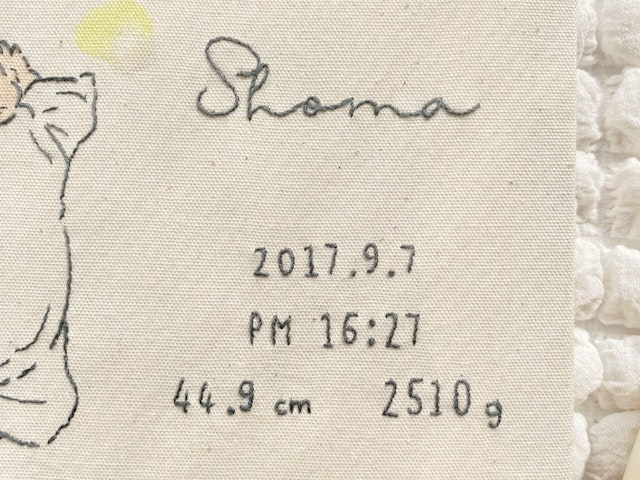 文字の刺繍の画像