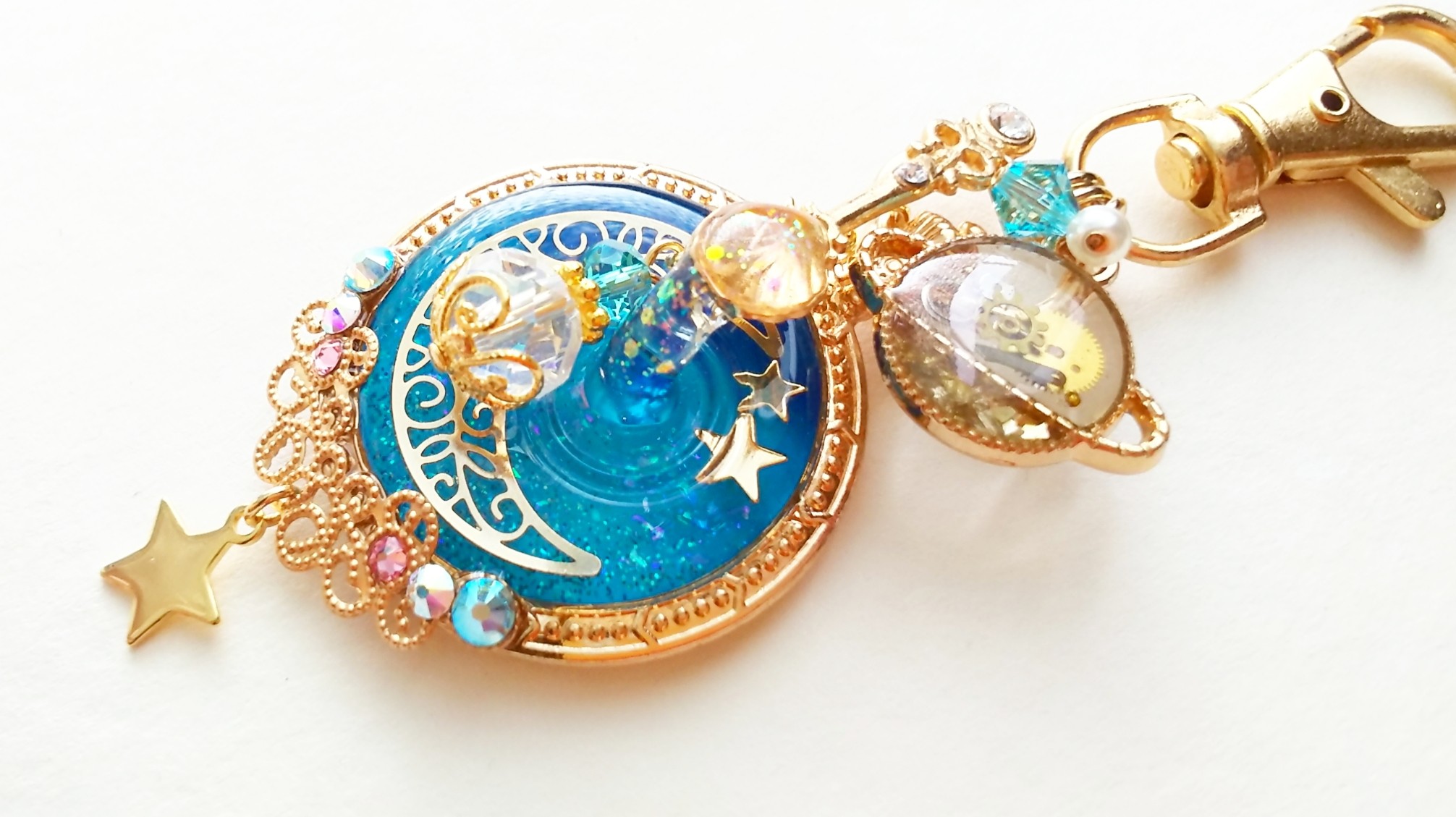 夜空の懐中時計キーホルダー