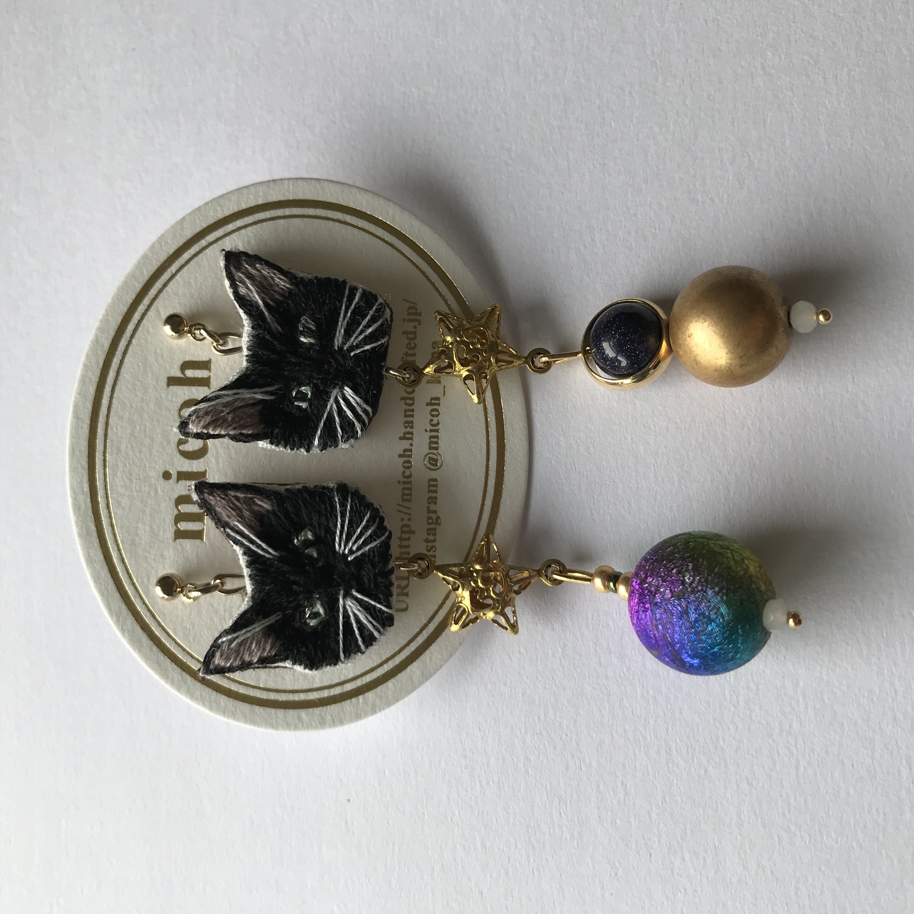 コズミックキャットピアス(黒猫)