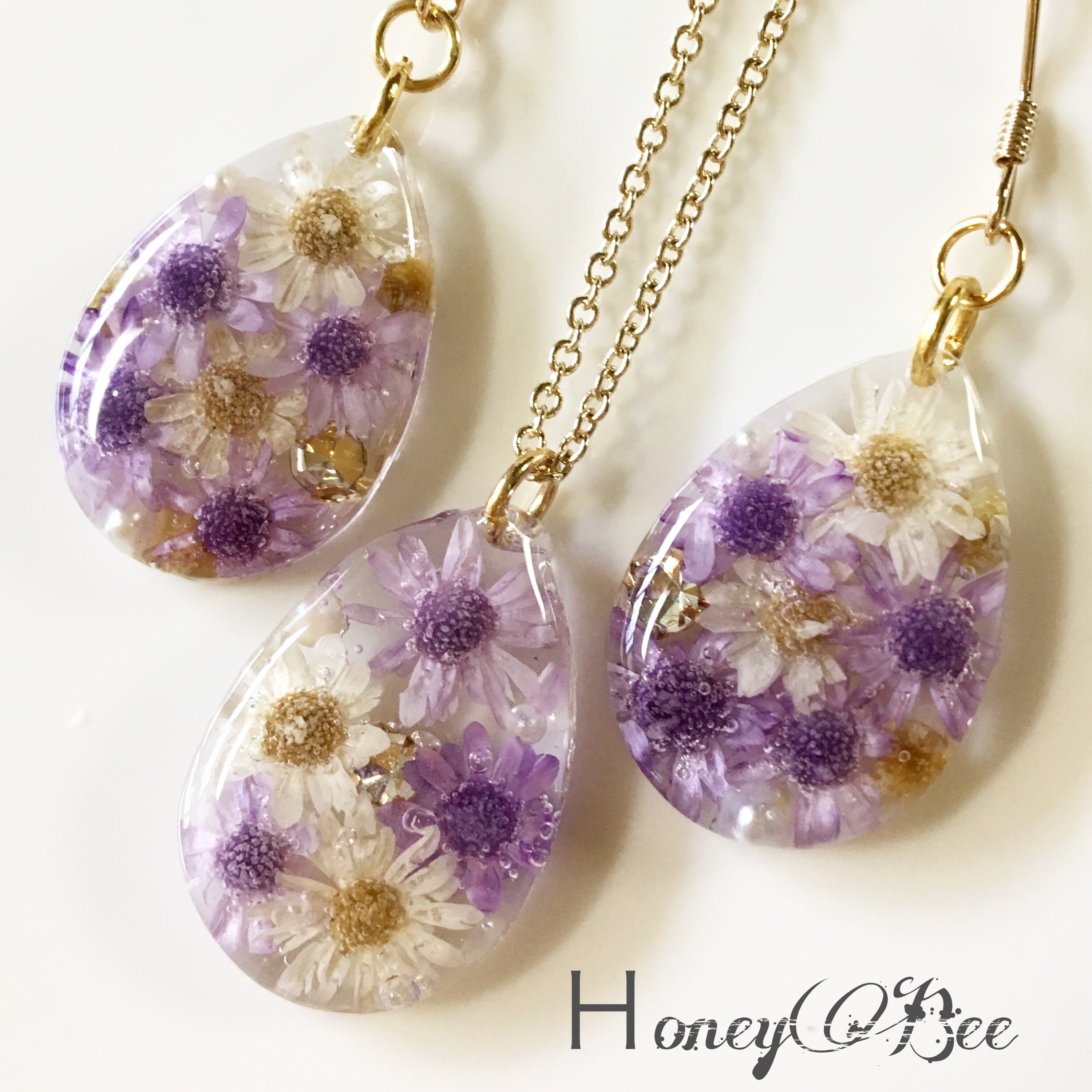 お花いっぱい雫ネックレス＆ピアス