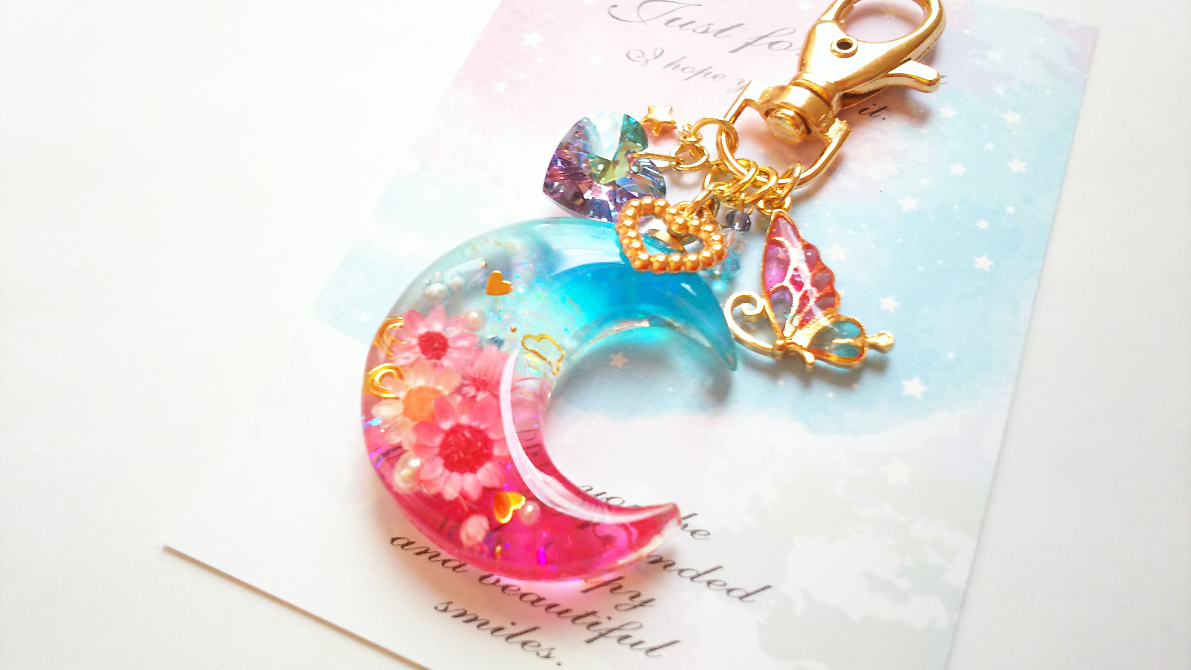 三日月フラワーガーデンキーホルダー