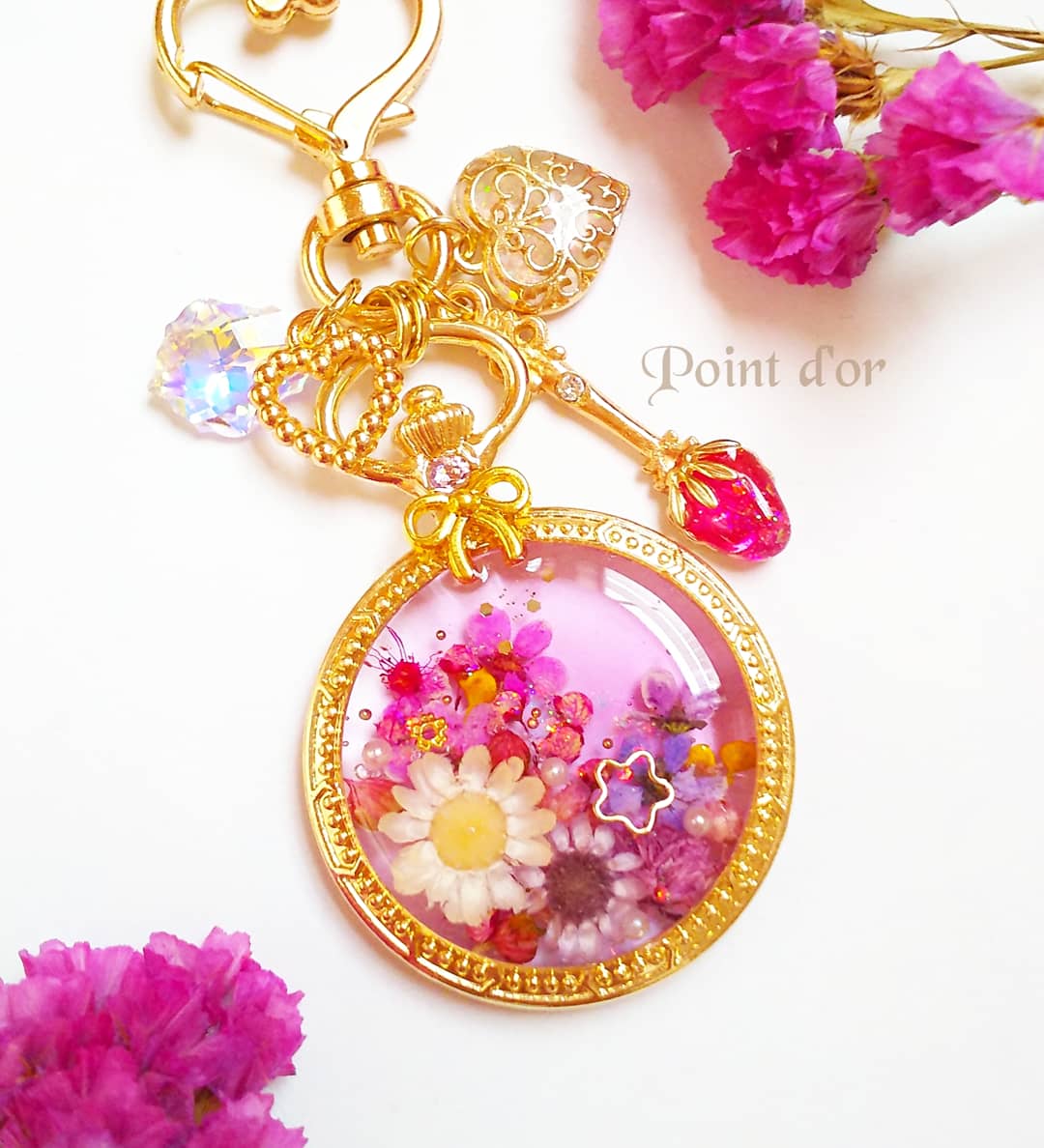 花咲くいちごスプーンキーホルダー