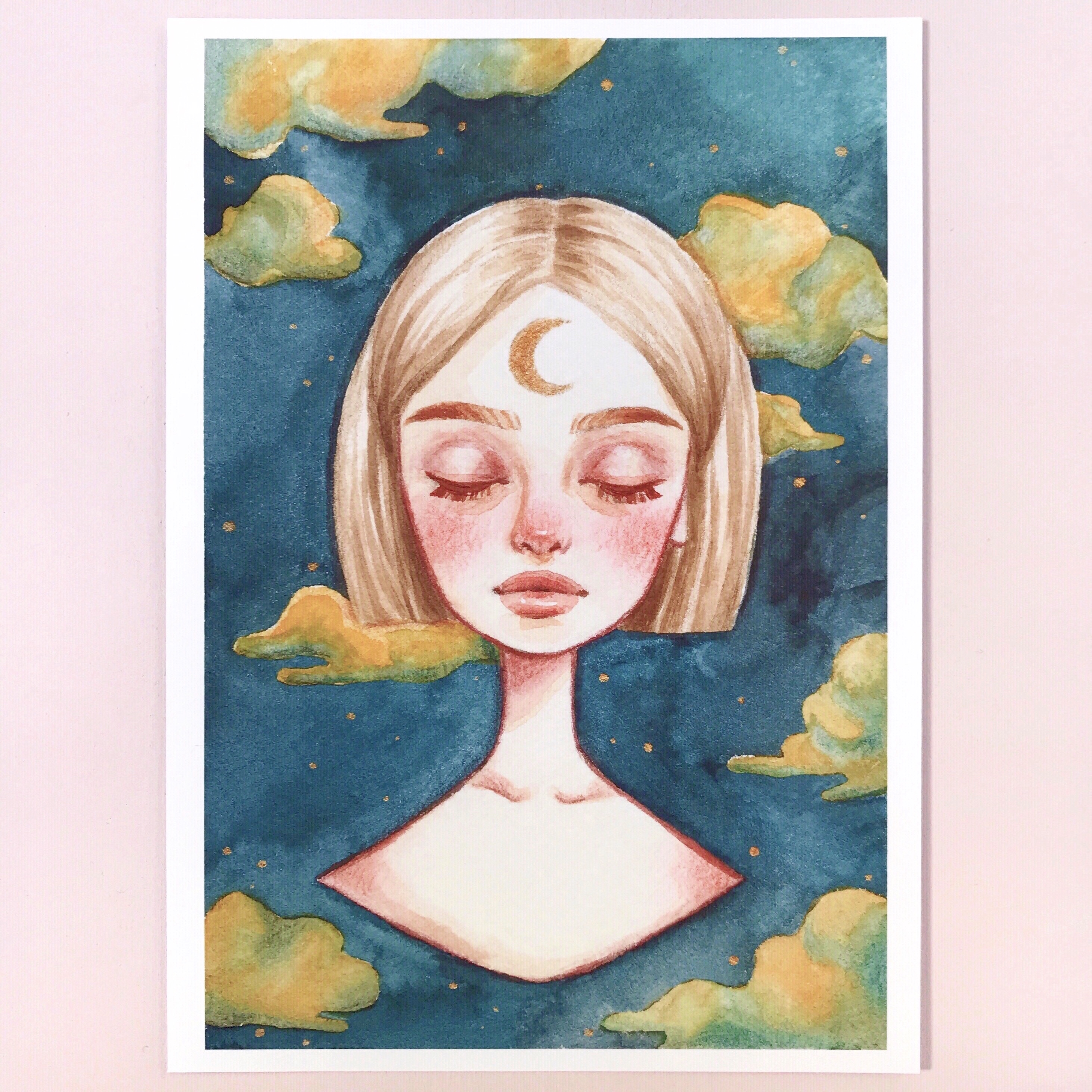 アートプリント＊月と女の子