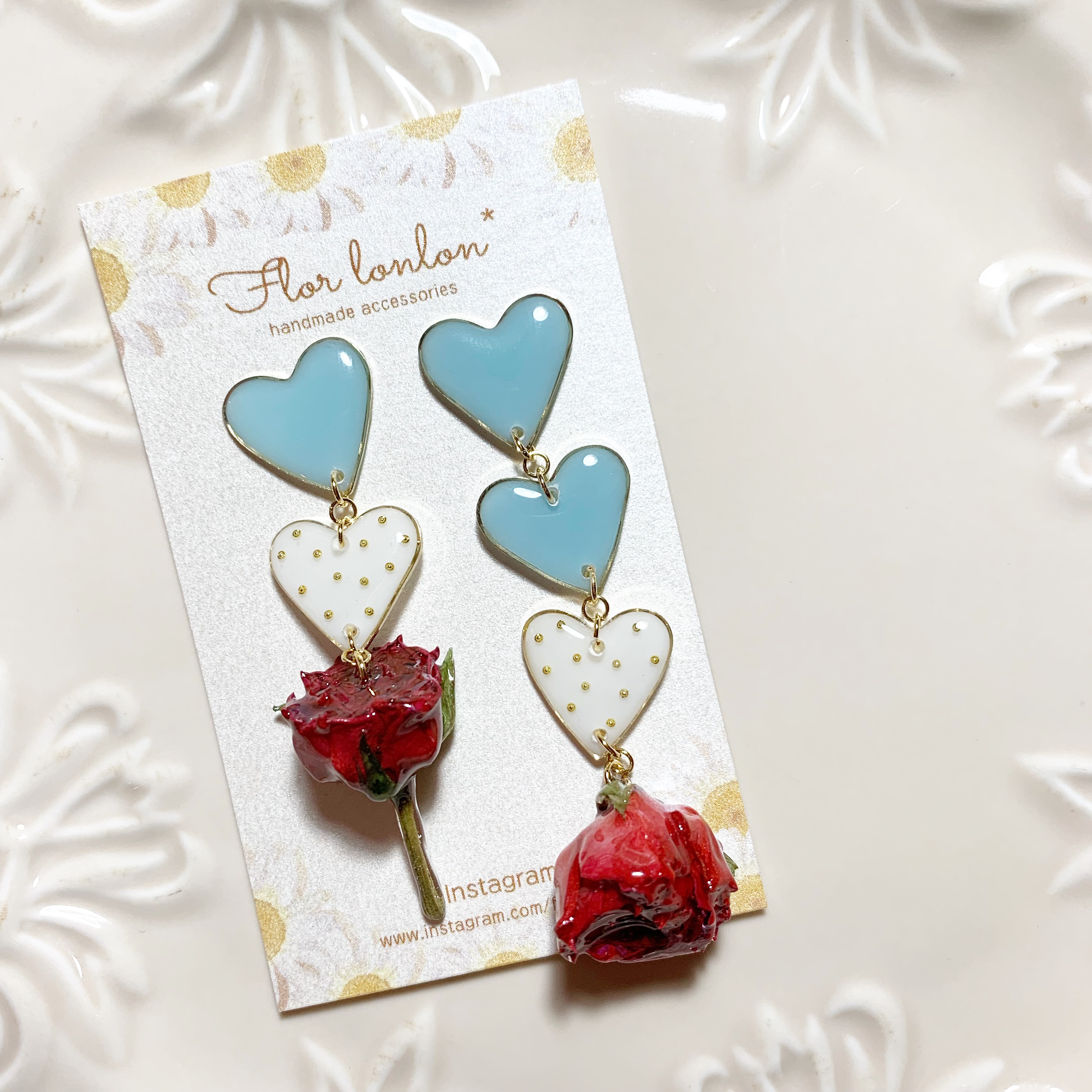 ローズリンクピアス/イヤリング 【♡ブルー】