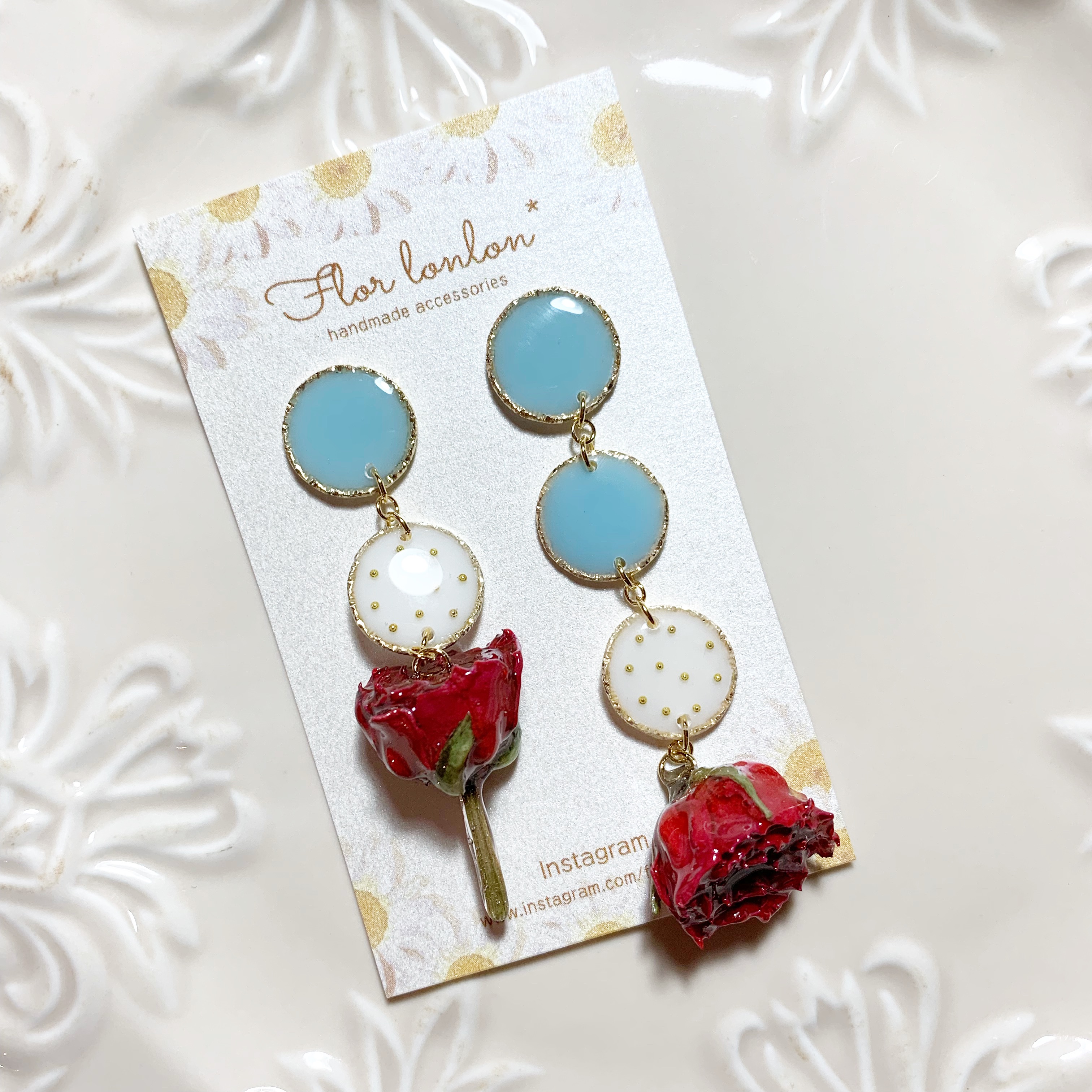 ローズリンクピアス/イヤリング 【○ブルー】