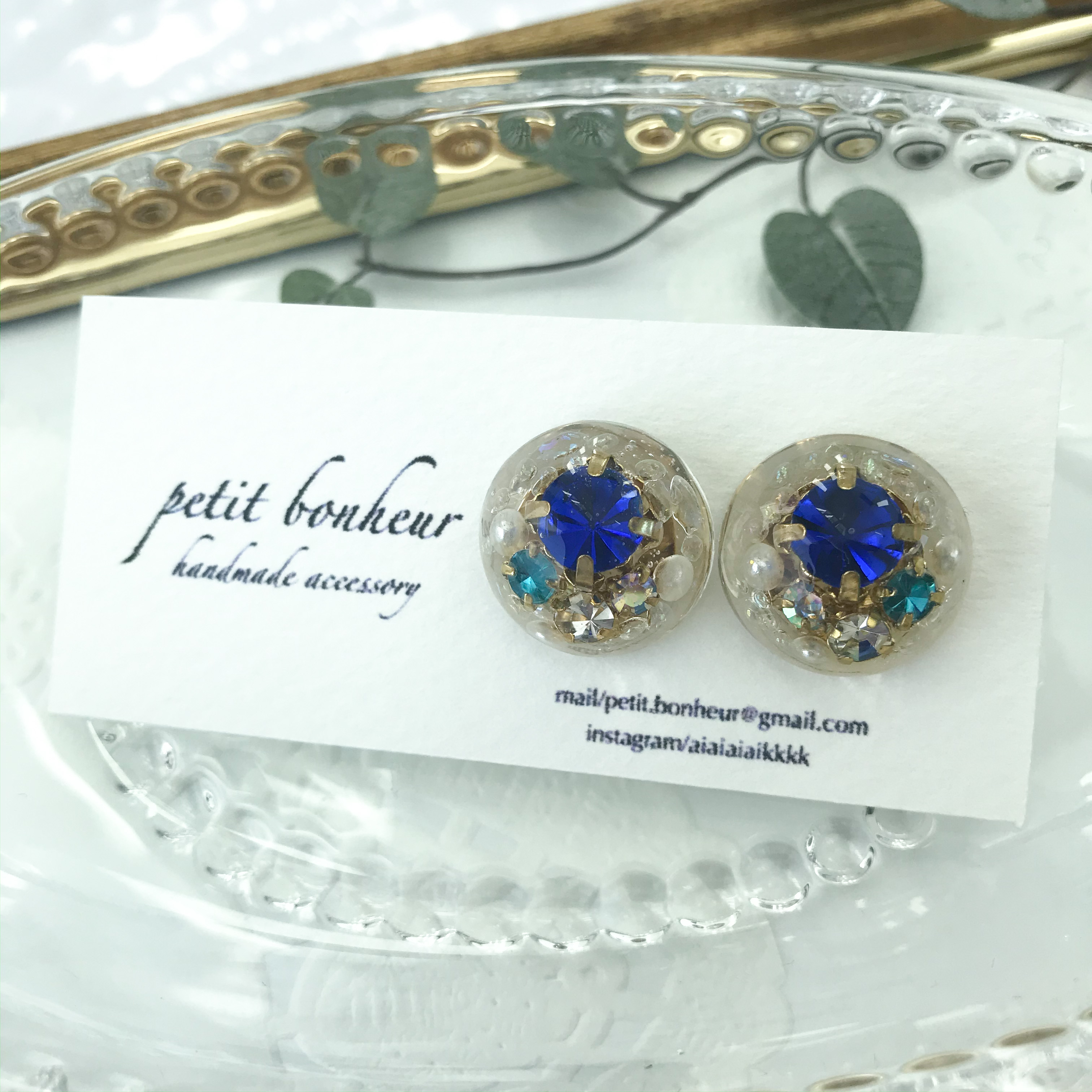 ビジューごろごろピアス✴︎ブルー✴︎
