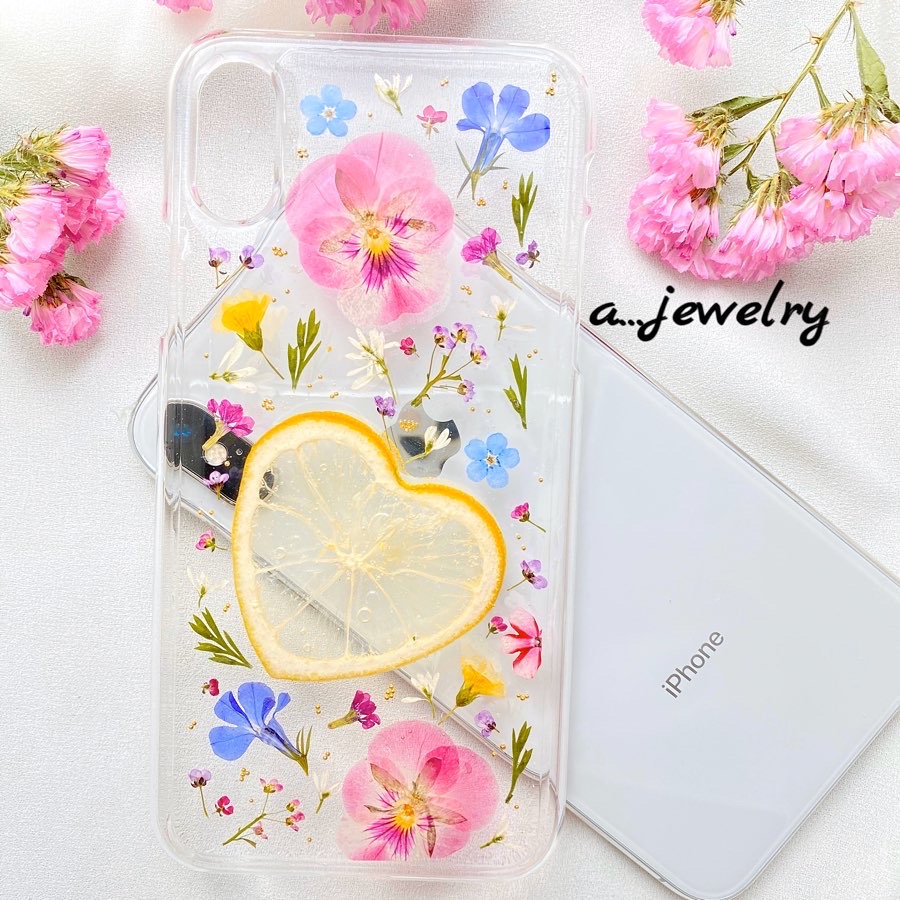 押し花スマホケース　iPhoneX