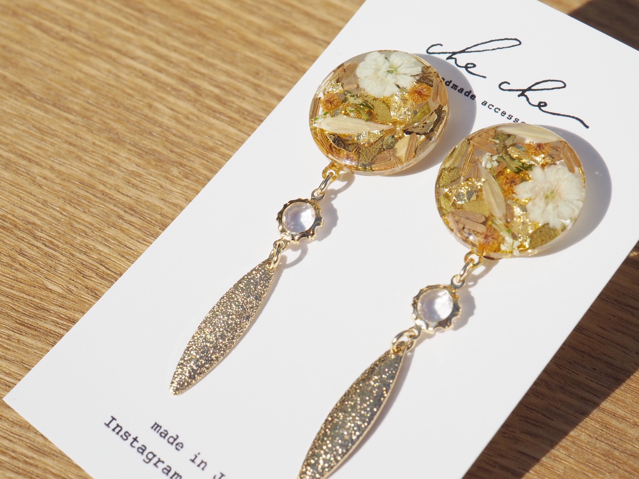 かすみ草&ミモザイヤリング