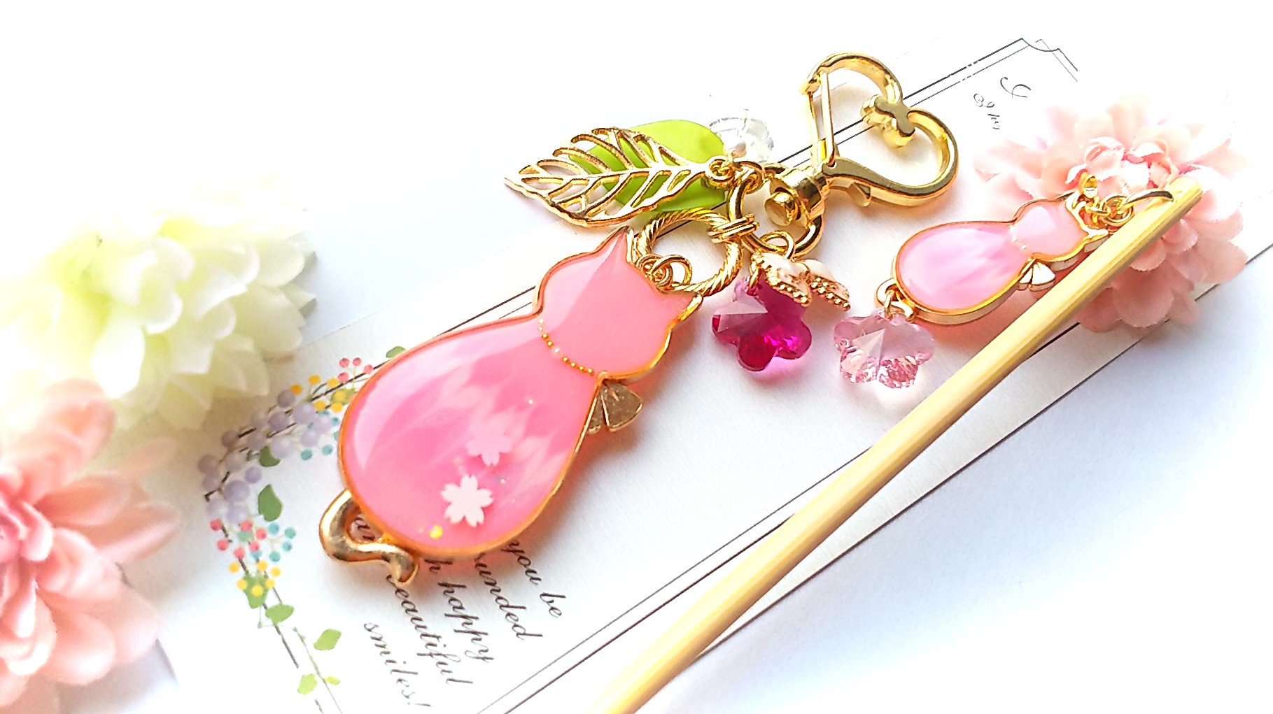 親子キャットのキーホルダー＆耳掻きセット