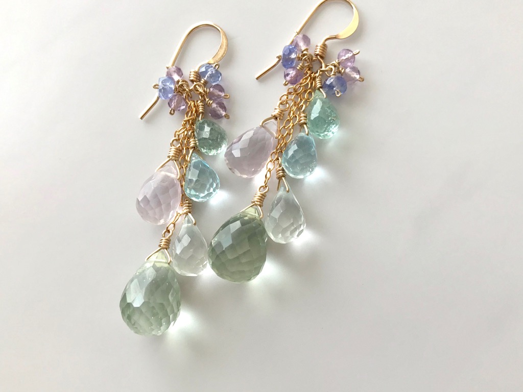 14kgf グリーンアメジスト パステルカラー ピアス/イヤリング Spring