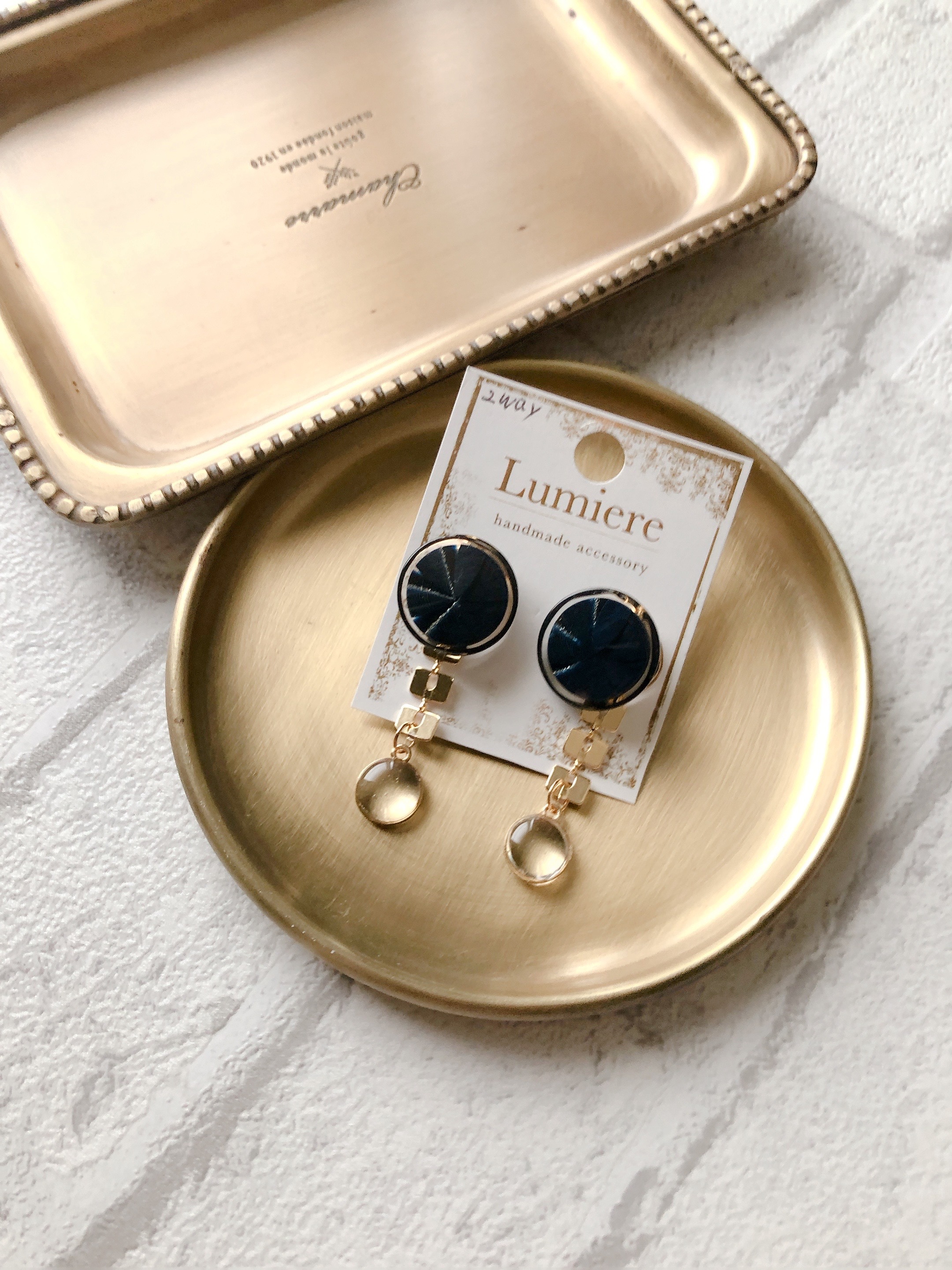 ネイビーボタン 2wayピアス