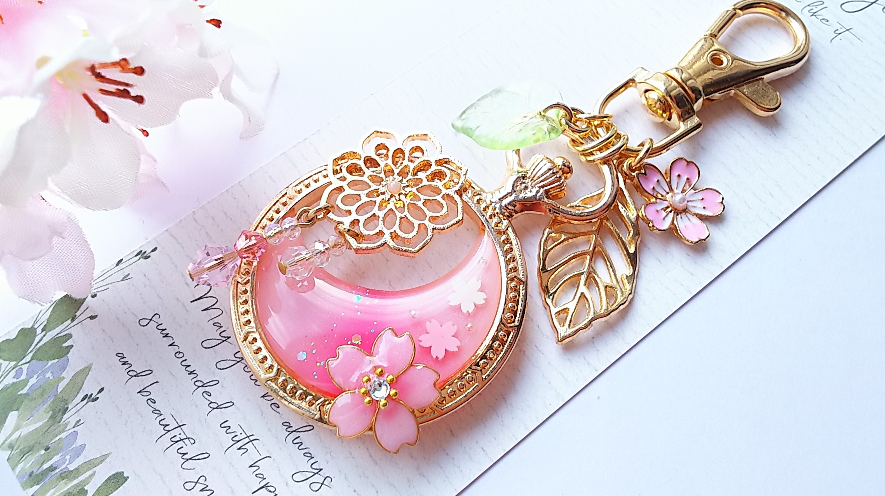 桜景色の懐中時計キーホルダー🌸