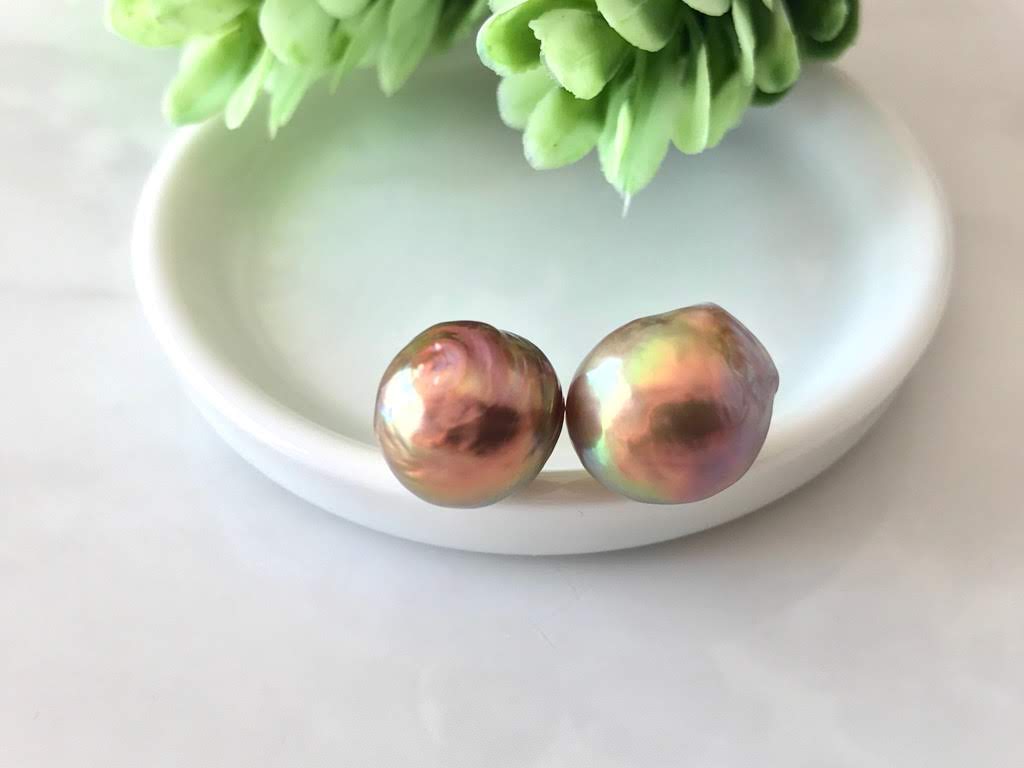 K14GF エジソンパール セミバロック スタッドピアス D