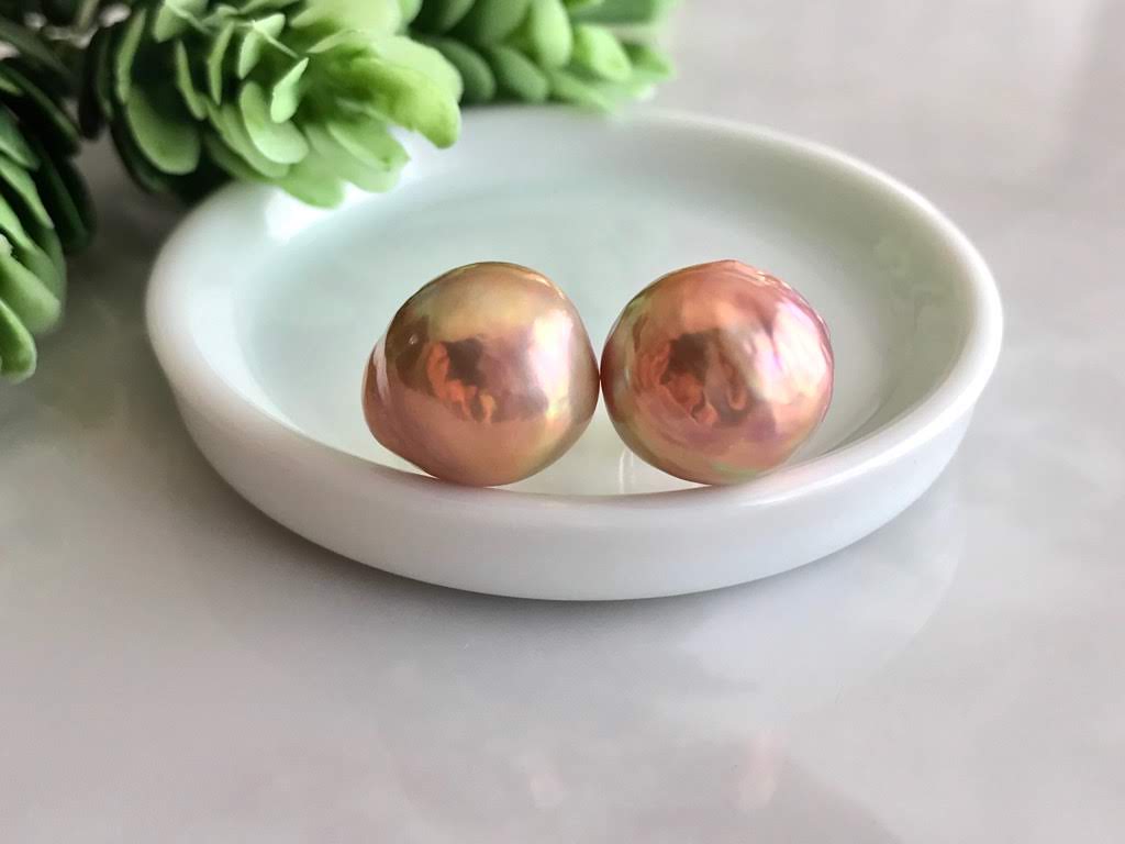 K14GF エジソンパール セミバロック スタッドピアス Peach