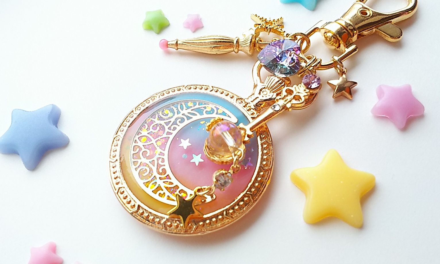 星が揺れる懐中時計キーホルダー🌟