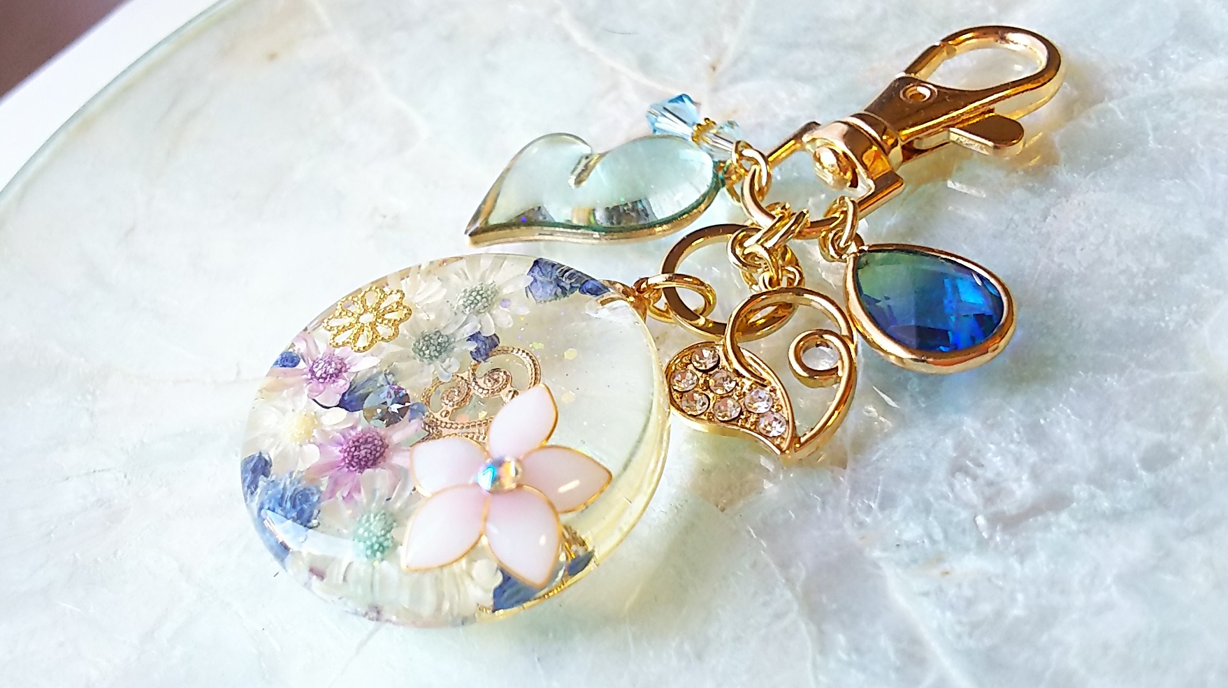 Star flower bloom キーホルダー（ブルー）