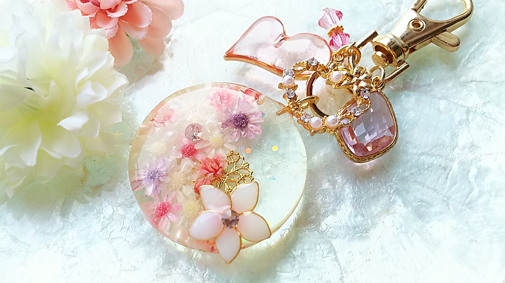 Star flower bloom キーホルダー（ピンク）