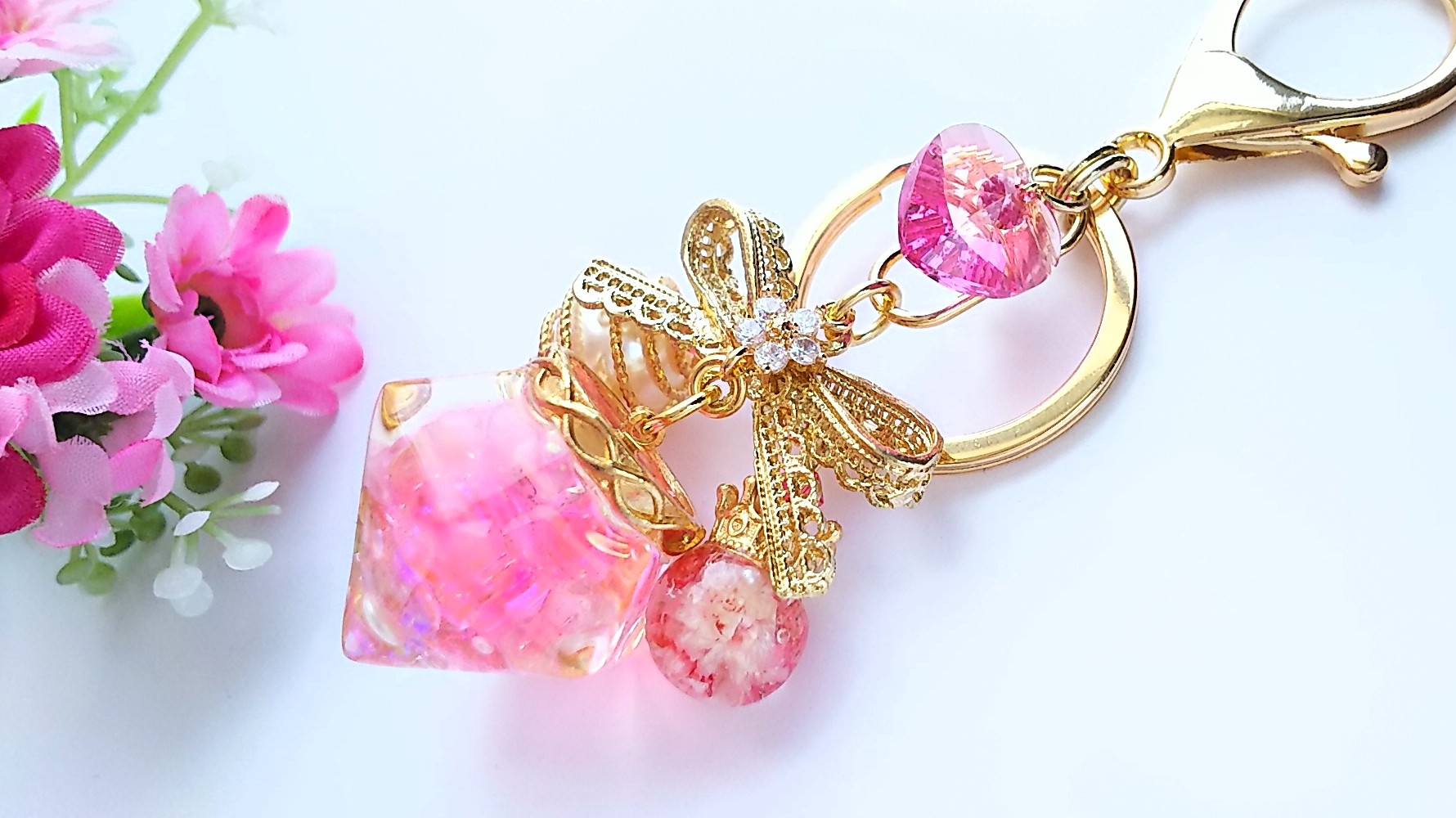 ストロベリー🍓ダイヤモンドキーリング