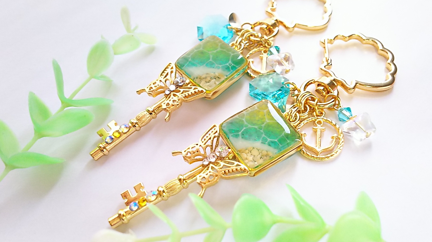 蝶と海のキーホルダー🏖️